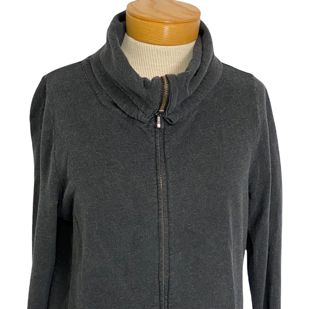 Ann Taylor Gray Roll Neck Zip Jacket Large